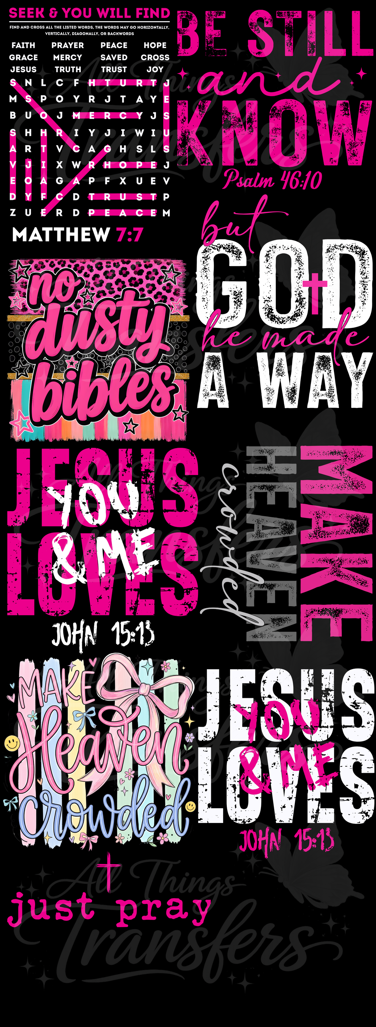 Faith & Jesus Premade DTF Gang Sheet – 22" x 60"